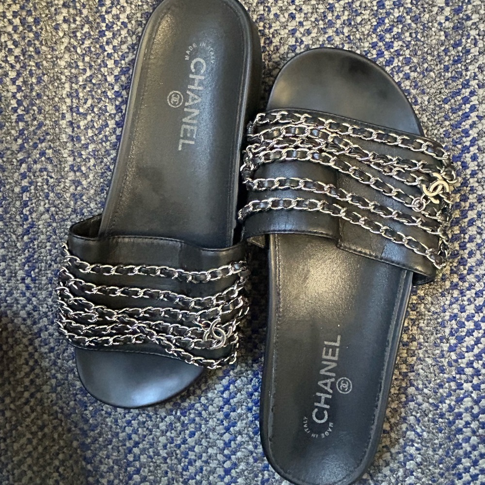 Fashion Designer Chain Mule Slide